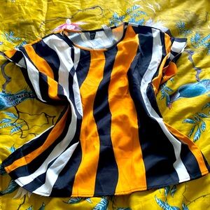 SHEIN Zebra stripe boatneck sleeveless blouse